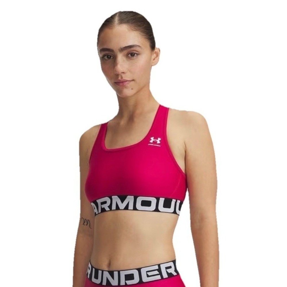 Under Armour Women's UA HeatGear Armour Mid Impact‎ Branded Bra Size Large New
